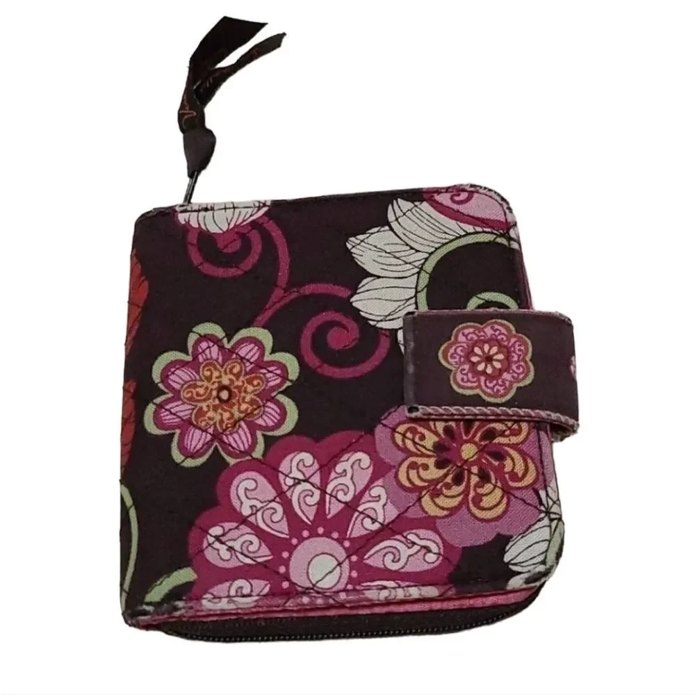 Vera Bradley Mini ID Case Wallet Mod Floral Pink Vintage Collection Quilted 4" - Picture 4 of 8